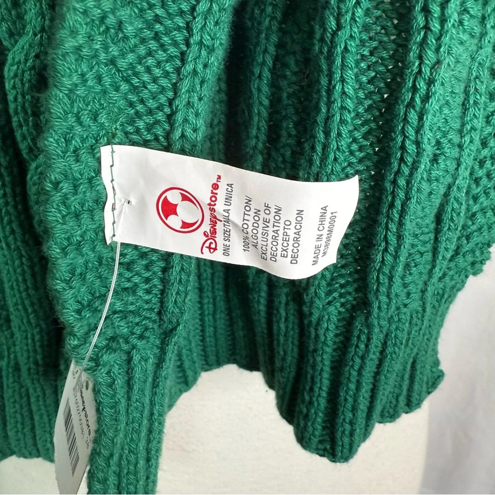Disney Mickey Mouse Green Scarf Cable Knit Long Embroidered Mickey NEW N…
